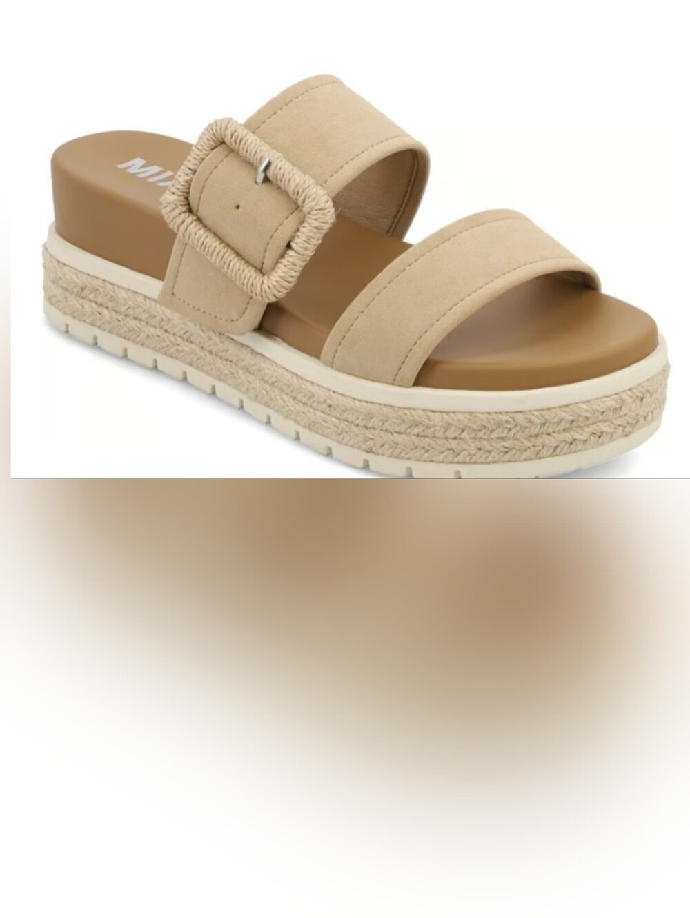 MIA Kenzy Platform Slide Sandal Tan Beige Size 9  New